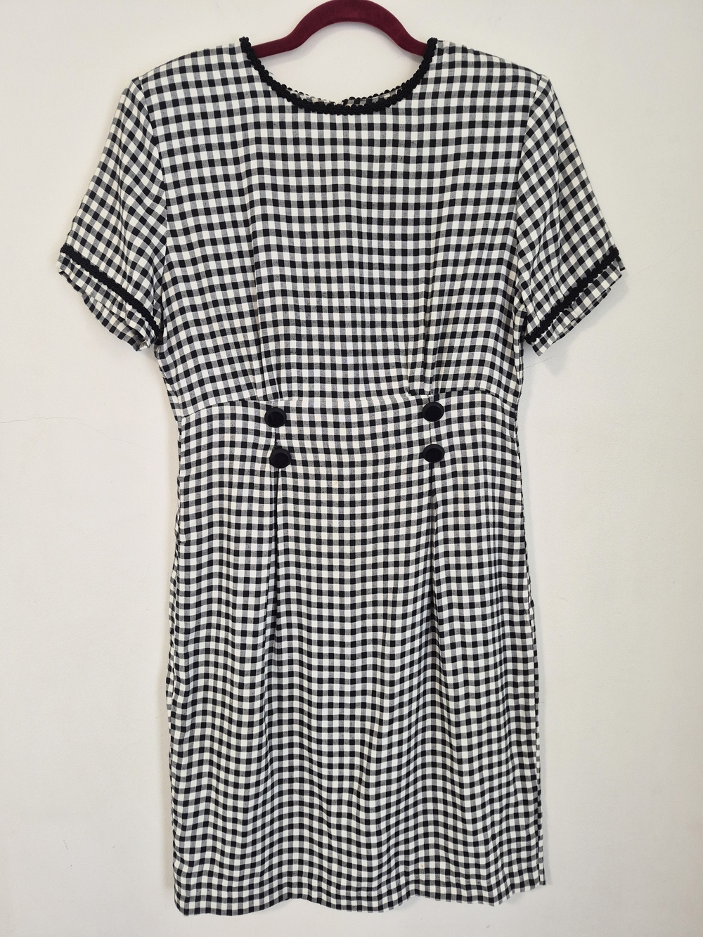 Vintage Nina Piccalino Black and White Gingham 90s Dress